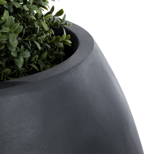 GloboStar® Artificial Garden COLOMBO 20695 Διακοσμητικό Πολυεστερικό Τσιμεντένιο Κασπώ Γλάστρα – Flower Pot Μαύρο Φ60 x Υ45cm