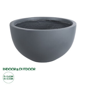 GloboStar® Artificial Garden BALTIMORE 20696 Διακοσμητικό Πολυεστερικό Τσιμεντένιο Κασπώ Γλάστρα – Flower Pot Γκρι Φ43 x Υ23cm
