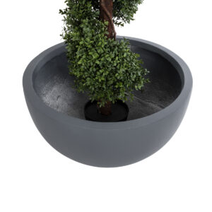GloboStar® Artificial Garden BALTIMORE 20697 Διακοσμητικό Πολυεστερικό Τσιμεντένιο Κασπώ Γλάστρα – Flower Pot Γκρι Φ61 x Υ30cm