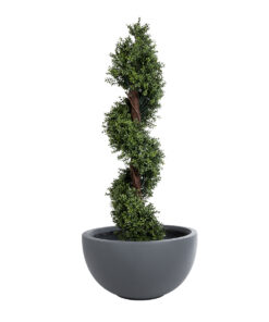 GloboStar® Artificial Garden BALTIMORE 20697 Διακοσμητικό Πολυεστερικό Τσιμεντένιο Κασπώ Γλάστρα – Flower Pot Γκρι Φ61 x Υ30cm