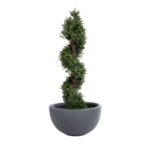 GloboStar® Artificial Garden BALTIMORE 20697 Διακοσμητικό Πολυεστερικό Τσιμεντένιο Κασπώ Γλάστρα – Flower Pot Γκρι Φ61 x Υ30cm