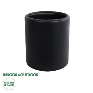 GloboStar® Artificial Garden PUEBLA 20698 Διακοσμητικό Πολυεστερικό Τσιμεντένιο Κασπώ Γλάστρα – Flower Pot Μαύρο Φ41 x Υ46cm