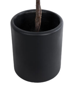 GloboStar® Artificial Garden PUEBLA 20698 Διακοσμητικό Πολυεστερικό Τσιμεντένιο Κασπώ Γλάστρα – Flower Pot Μαύρο Φ41 x Υ46cm