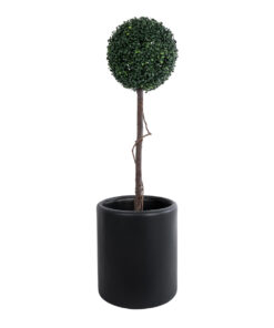 GloboStar® Artificial Garden PUEBLA 20698 Διακοσμητικό Πολυεστερικό Τσιμεντένιο Κασπώ Γλάστρα – Flower Pot Μαύρο Φ41 x Υ46cm