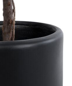 GloboStar® Artificial Garden PUEBLA 20698 Διακοσμητικό Πολυεστερικό Τσιμεντένιο Κασπώ Γλάστρα – Flower Pot Μαύρο Φ41 x Υ46cm