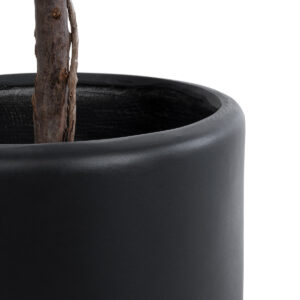 GloboStar® Artificial Garden PUEBLA 20698 Διακοσμητικό Πολυεστερικό Τσιμεντένιο Κασπώ Γλάστρα – Flower Pot Μαύρο Φ41 x Υ46cm
