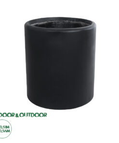 GloboStar® Artificial Garden PUEBLA 20699 Διακοσμητικό Πολυεστερικό Τσιμεντένιο Κασπώ Γλάστρα – Flower Pot Μαύρο Φ51 x Υ56cm