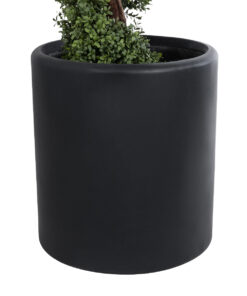 GloboStar® Artificial Garden PUEBLA 20699 Διακοσμητικό Πολυεστερικό Τσιμεντένιο Κασπώ Γλάστρα – Flower Pot Μαύρο Φ51 x Υ56cm