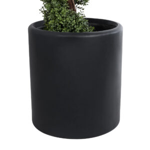 GloboStar® Artificial Garden PUEBLA 20699 Διακοσμητικό Πολυεστερικό Τσιμεντένιο Κασπώ Γλάστρα – Flower Pot Μαύρο Φ51 x Υ56cm