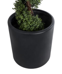 GloboStar® Artificial Garden PUEBLA 20699 Διακοσμητικό Πολυεστερικό Τσιμεντένιο Κασπώ Γλάστρα – Flower Pot Μαύρο Φ51 x Υ56cm