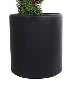 GloboStar® Artificial Garden PUEBLA 20699 Διακοσμητικό Πολυεστερικό Τσιμεντένιο Κασπώ Γλάστρα – Flower Pot Μαύρο Φ51 x Υ56cm