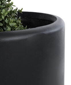 GloboStar® Artificial Garden PUEBLA 20699 Διακοσμητικό Πολυεστερικό Τσιμεντένιο Κασπώ Γλάστρα – Flower Pot Μαύρο Φ51 x Υ56cm