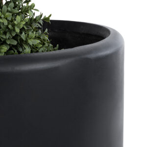 GloboStar® Artificial Garden PUEBLA 20699 Διακοσμητικό Πολυεστερικό Τσιμεντένιο Κασπώ Γλάστρα – Flower Pot Μαύρο Φ51 x Υ56cm