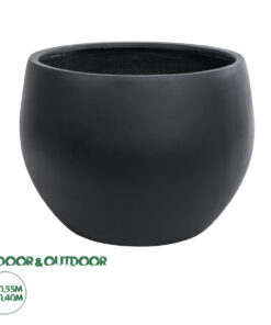 GloboStar® Artificial Garden VITORIA 20701 Διακοσμητικό Πολυεστερικό Τσιμεντένιο Κασπώ Γλάστρα – Flower Pot Μαύρο Φ55 x Υ40cm