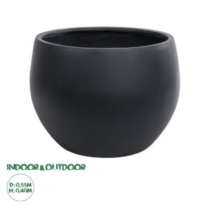 GloboStar® Artificial Garden VITORIA 20701 Διακοσμητικό Πολυεστερικό Τσιμεντένιο Κασπώ Γλάστρα – Flower Pot Μαύρο Φ55 x Υ40cm