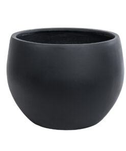 GloboStar® Artificial Garden VITORIA 20701 Διακοσμητικό Πολυεστερικό Τσιμεντένιο Κασπώ Γλάστρα – Flower Pot Μαύρο Φ55 x Υ40cm
