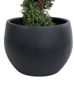 GloboStar® Artificial Garden VITORIA 20701 Διακοσμητικό Πολυεστερικό Τσιμεντένιο Κασπώ Γλάστρα – Flower Pot Μαύρο Φ55 x Υ40cm