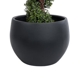 GloboStar® Artificial Garden VITORIA 20701 Διακοσμητικό Πολυεστερικό Τσιμεντένιο Κασπώ Γλάστρα – Flower Pot Μαύρο Φ55 x Υ40cm