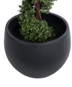 GloboStar® Artificial Garden VITORIA 20701 Διακοσμητικό Πολυεστερικό Τσιμεντένιο Κασπώ Γλάστρα – Flower Pot Μαύρο Φ55 x Υ40cm