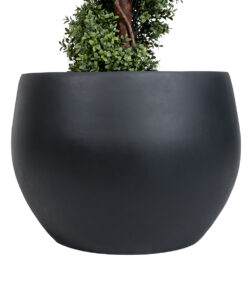 GloboStar® Artificial Garden VITORIA 20701 Διακοσμητικό Πολυεστερικό Τσιμεντένιο Κασπώ Γλάστρα – Flower Pot Μαύρο Φ55 x Υ40cm