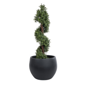 GloboStar® Artificial Garden VITORIA 20701 Διακοσμητικό Πολυεστερικό Τσιμεντένιο Κασπώ Γλάστρα – Flower Pot Μαύρο Φ55 x Υ40cm