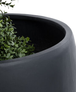 GloboStar® Artificial Garden VITORIA 20701 Διακοσμητικό Πολυεστερικό Τσιμεντένιο Κασπώ Γλάστρα – Flower Pot Μαύρο Φ55 x Υ40cm