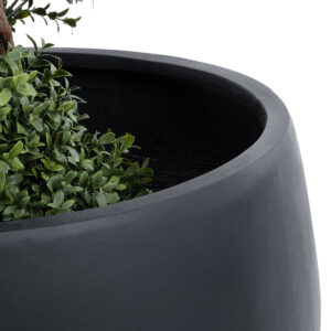 GloboStar® Artificial Garden VITORIA 20701 Διακοσμητικό Πολυεστερικό Τσιμεντένιο Κασπώ Γλάστρα – Flower Pot Μαύρο Φ55 x Υ40cm