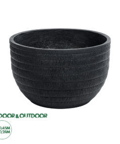 GloboStar® Artificial Garden VEGAS 20702 Διακοσμητικό Πολυεστερικό Τσιμεντένιο Κασπώ Γλάστρα – Flower Pot Μαύρο Φ45 x Υ28cm