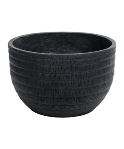 GloboStar® Artificial Garden VEGAS 20702 Διακοσμητικό Πολυεστερικό Τσιμεντένιο Κασπώ Γλάστρα – Flower Pot Μαύρο Φ45 x Υ28cm