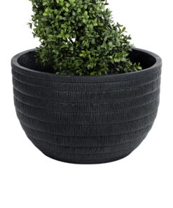 GloboStar® Artificial Garden VEGAS 20702 Διακοσμητικό Πολυεστερικό Τσιμεντένιο Κασπώ Γλάστρα – Flower Pot Μαύρο Φ45 x Υ28cm