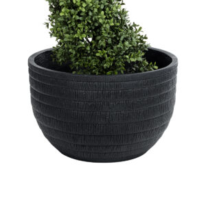 GloboStar® Artificial Garden VEGAS 20702 Διακοσμητικό Πολυεστερικό Τσιμεντένιο Κασπώ Γλάστρα – Flower Pot Μαύρο Φ45 x Υ28cm