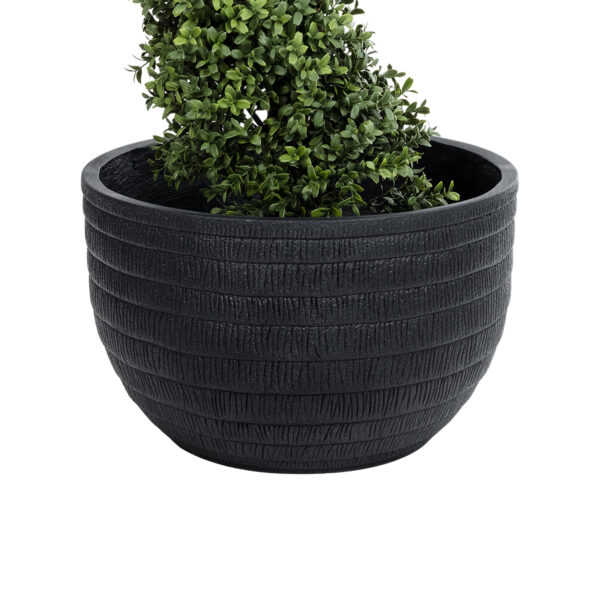 GloboStar® Artificial Garden VEGAS 20702 Διακοσμητικό Πολυεστερικό Τσιμεντένιο Κασπώ Γλάστρα – Flower Pot Μαύρο Φ45 x Υ28cm