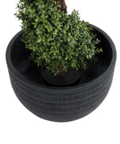 GloboStar® Artificial Garden VEGAS 20702 Διακοσμητικό Πολυεστερικό Τσιμεντένιο Κασπώ Γλάστρα – Flower Pot Μαύρο Φ45 x Υ28cm