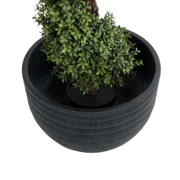 GloboStar® Artificial Garden VEGAS 20702 Διακοσμητικό Πολυεστερικό Τσιμεντένιο Κασπώ Γλάστρα – Flower Pot Μαύρο Φ45 x Υ28cm