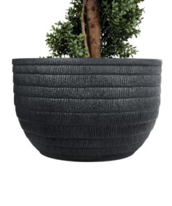 GloboStar® Artificial Garden VEGAS 20702 Διακοσμητικό Πολυεστερικό Τσιμεντένιο Κασπώ Γλάστρα – Flower Pot Μαύρο Φ45 x Υ28cm