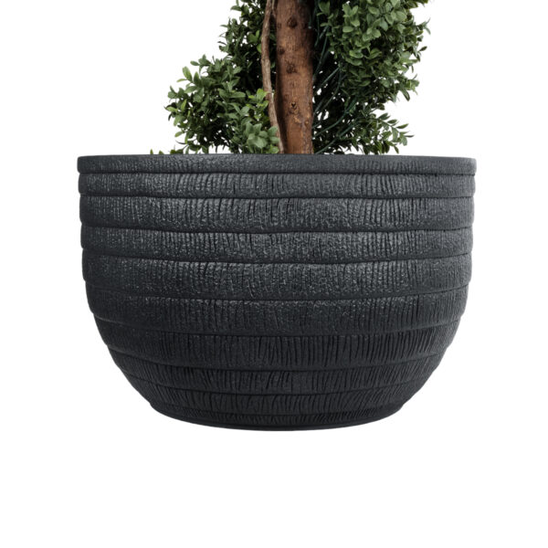 GloboStar® Artificial Garden VEGAS 20702 Διακοσμητικό Πολυεστερικό Τσιμεντένιο Κασπώ Γλάστρα – Flower Pot Μαύρο Φ45 x Υ28cm