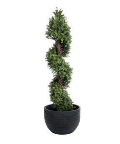 GloboStar® Artificial Garden VEGAS 20702 Διακοσμητικό Πολυεστερικό Τσιμεντένιο Κασπώ Γλάστρα – Flower Pot Μαύρο Φ45 x Υ28cm