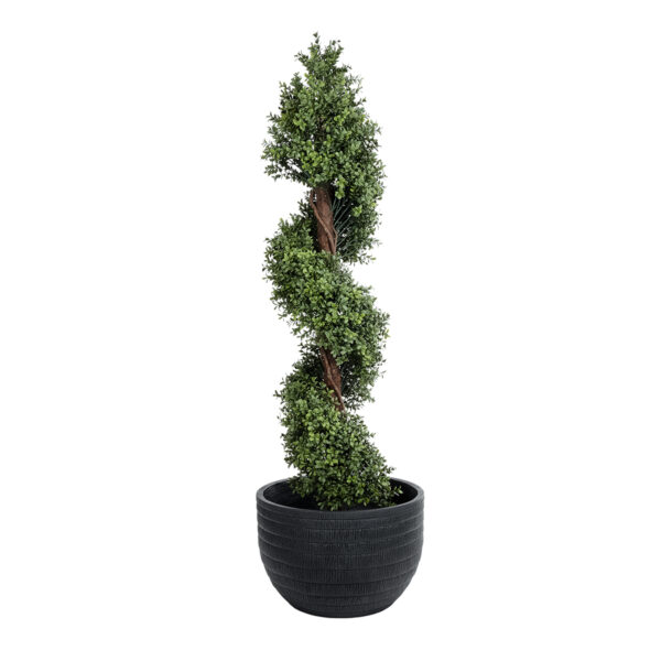 GloboStar® Artificial Garden VEGAS 20702 Διακοσμητικό Πολυεστερικό Τσιμεντένιο Κασπώ Γλάστρα – Flower Pot Μαύρο Φ45 x Υ28cm