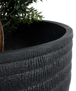 GloboStar® Artificial Garden VEGAS 20702 Διακοσμητικό Πολυεστερικό Τσιμεντένιο Κασπώ Γλάστρα – Flower Pot Μαύρο Φ45 x Υ28cm