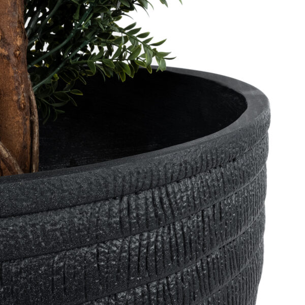 GloboStar® Artificial Garden VEGAS 20702 Διακοσμητικό Πολυεστερικό Τσιμεντένιο Κασπώ Γλάστρα – Flower Pot Μαύρο Φ45 x Υ28cm