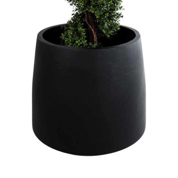 GloboStar® Artificial Garden TIJUANA 20703 Διακοσμητικό Πολυεστερικό Τσιμεντένιο Κασπώ Γλάστρα – Flower Pot Μαύρο Φ65 x Υ65cm