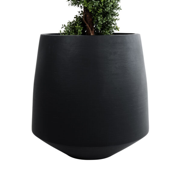 GloboStar® Artificial Garden TIJUANA 20703 Διακοσμητικό Πολυεστερικό Τσιμεντένιο Κασπώ Γλάστρα – Flower Pot Μαύρο Φ65 x Υ65cm