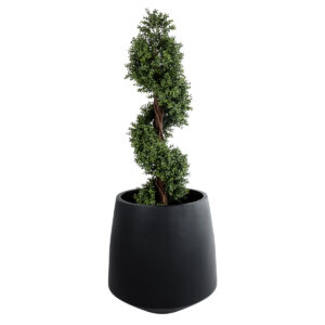 GloboStar® Artificial Garden TIJUANA 20703 Διακοσμητικό Πολυεστερικό Τσιμεντένιο Κασπώ Γλάστρα – Flower Pot Μαύρο Φ65 x Υ65cm