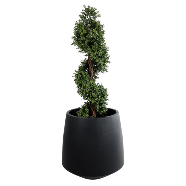 GloboStar® Artificial Garden TIJUANA 20703 Διακοσμητικό Πολυεστερικό Τσιμεντένιο Κασπώ Γλάστρα – Flower Pot Μαύρο Φ65 x Υ65cm