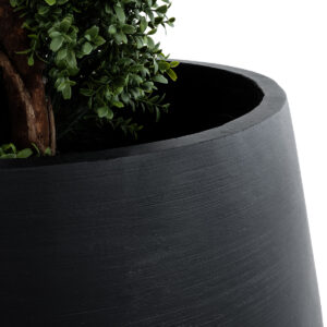 GloboStar® Artificial Garden TIJUANA 20703 Διακοσμητικό Πολυεστερικό Τσιμεντένιο Κασπώ Γλάστρα – Flower Pot Μαύρο Φ65 x Υ65cm