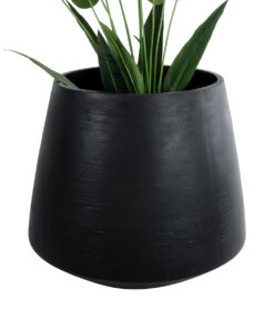 GloboStar® Artificial Garden TIJUANA 20704 Διακοσμητικό Πολυεστερικό Τσιμεντένιο Κασπώ Γλάστρα – Flower Pot Μαύρο Φ82 x Υ90cm