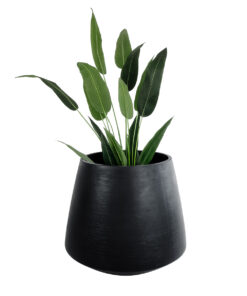 GloboStar® Artificial Garden TIJUANA 20704 Διακοσμητικό Πολυεστερικό Τσιμεντένιο Κασπώ Γλάστρα – Flower Pot Μαύρο Φ82 x Υ90cm