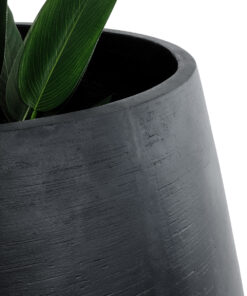 GloboStar® Artificial Garden TIJUANA 20704 Διακοσμητικό Πολυεστερικό Τσιμεντένιο Κασπώ Γλάστρα – Flower Pot Μαύρο Φ82 x Υ90cm
