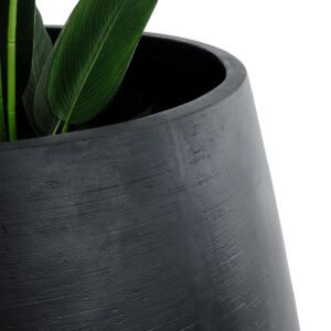 GloboStar® Artificial Garden TIJUANA 20704 Διακοσμητικό Πολυεστερικό Τσιμεντένιο Κασπώ Γλάστρα – Flower Pot Μαύρο Φ82 x Υ90cm