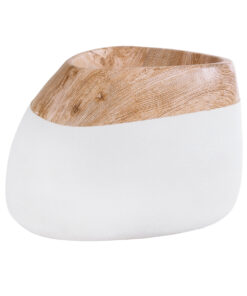 GloboStar® Artificial Garden PANDORA 20705 Επιδαπέδιο Πολυεστερικό Τσιμεντένιο Κασπώ Γλάστρα – Flower Pot Λευκό με Καφέ Μ60 x Π55 x Υ43cm